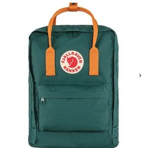 NWT Fjallraven Kanken Original Backpack in Arctic Green & Spicy Orange